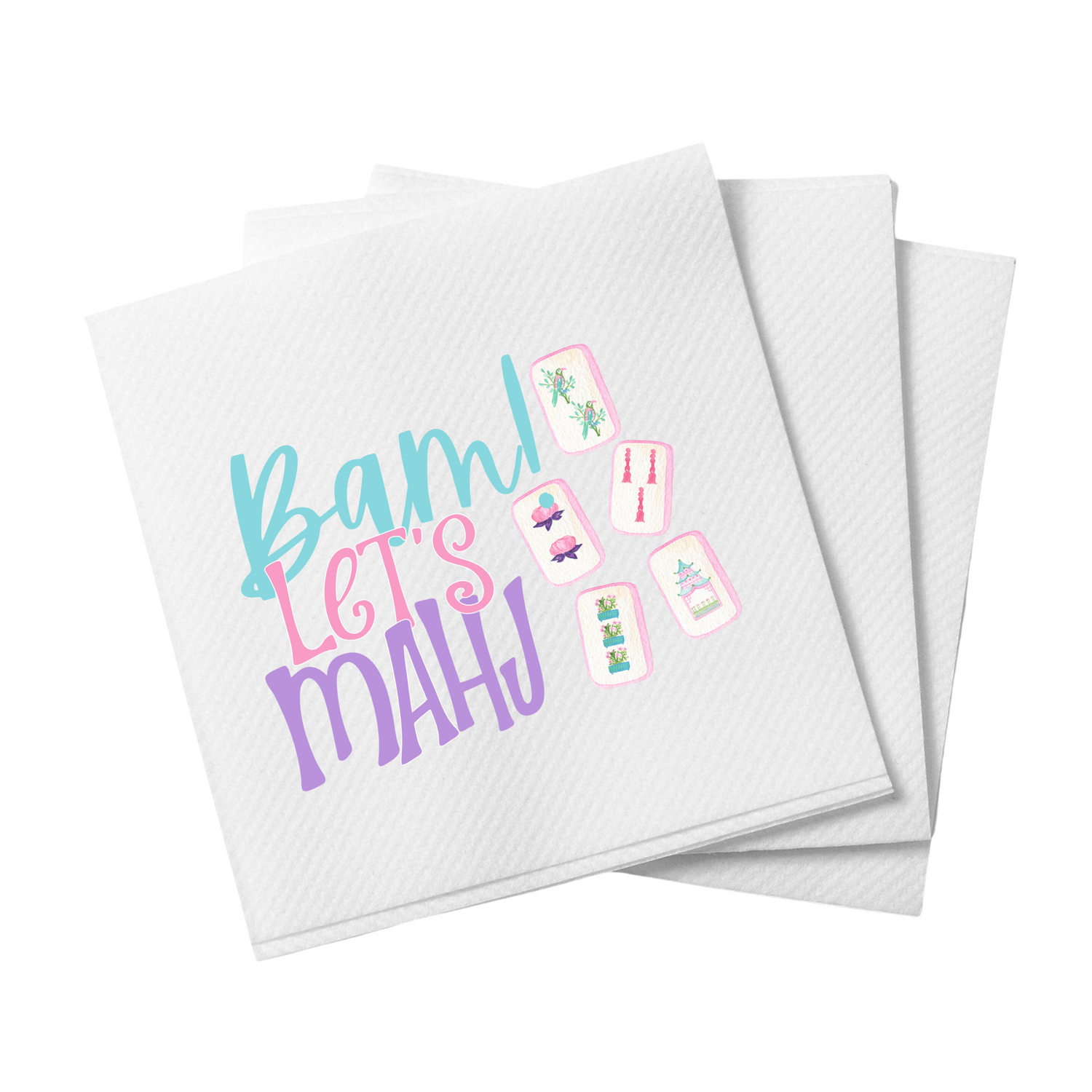 Bam Let's Mahj | Mahjong Cocktail Napkins | 20 Count