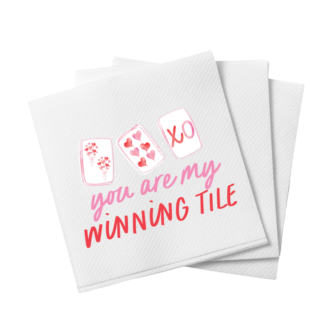 Mahjong Valentine's Day Cocktail Napkins | Set of 20