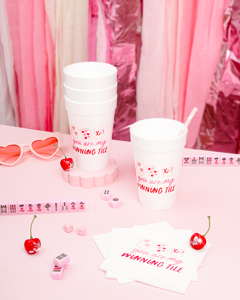 Mahjong Valentine's Day Cocktail Napkins | Set of 20